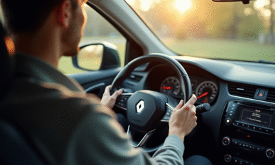 Personne entrant le code radio dans une Renault en journée
