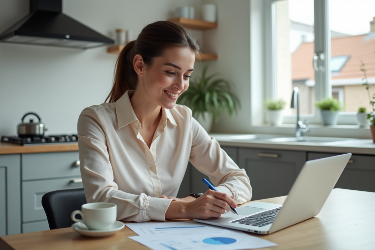 Femme examinant des tableaux d