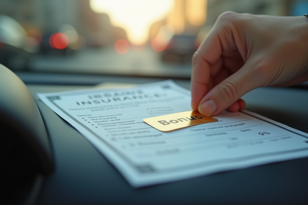 Main posant un sticker d or sur un certificat d assurance voiture